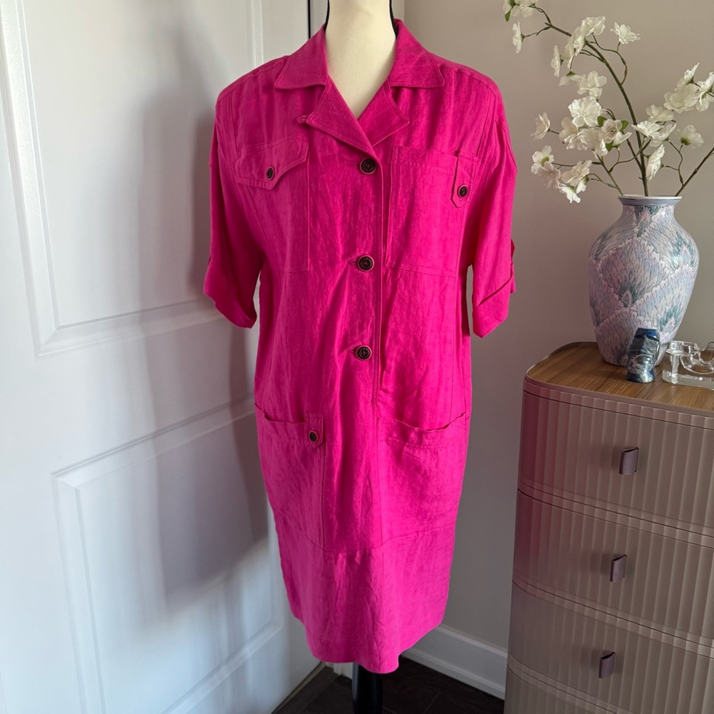 Carole Little Vintage Fuchsia Pink Dress Size 6 Nostalgic 80s/90s